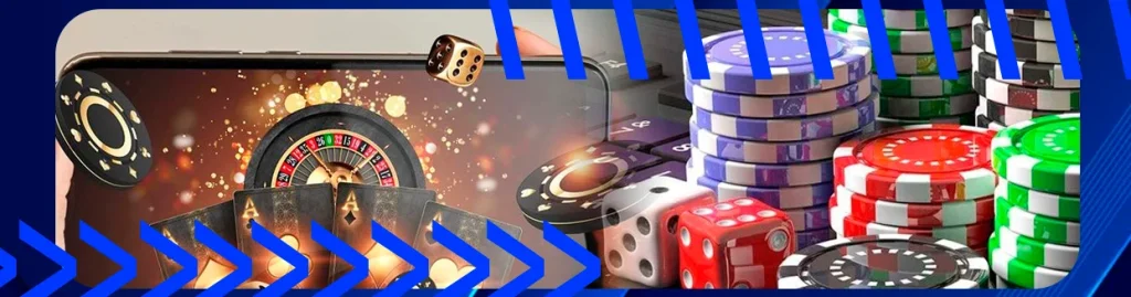 изображение рулетки, играных кубиков, монет